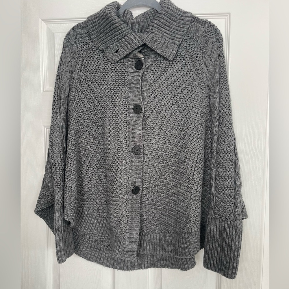UGG Grey cable knit cape poncho